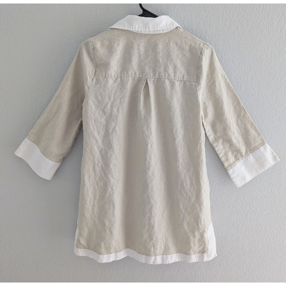 Tuckernuck Cream and White Linen-Blend Tunic Dress - Picture 6 of 7